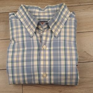 VINEYARD VINES Collegiate Blue Plaid Cotton Large Button Down Mens Shirt‎